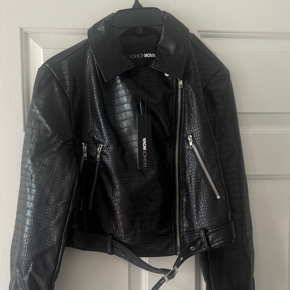 Fashion Nova Textured Black Leather Jacket